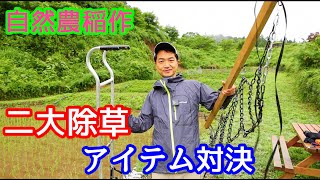 【無農薬田んぼ】最新ガジェット　田ぐるまvsチェーン除草機対決！