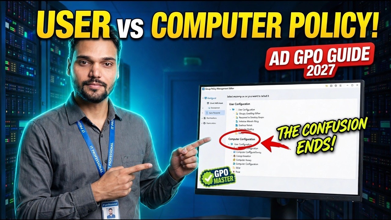 Active Directory GPO Full Tutorial ⚡ User & Computer Policy Explained ...