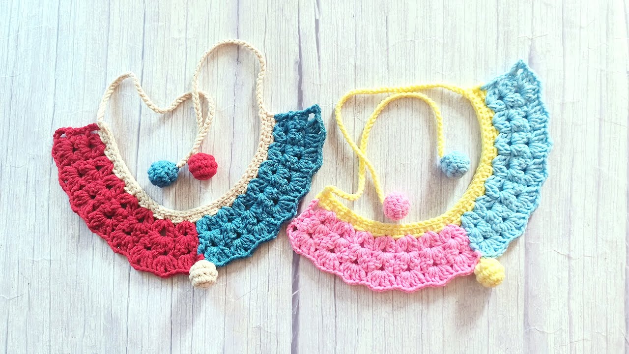 Crochet multiple colors pet collar, cute cat collar for pet lovers