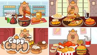 Capy Capy / Capybara cartoon / Mukbang Compilation 1/ ASMR (Real Sound / No Music)