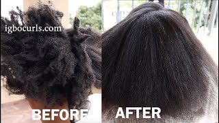 Straightening 4c Natural Hair at Home | My MUM ALLOWED ME TO USE HEAT ON HER HAIR