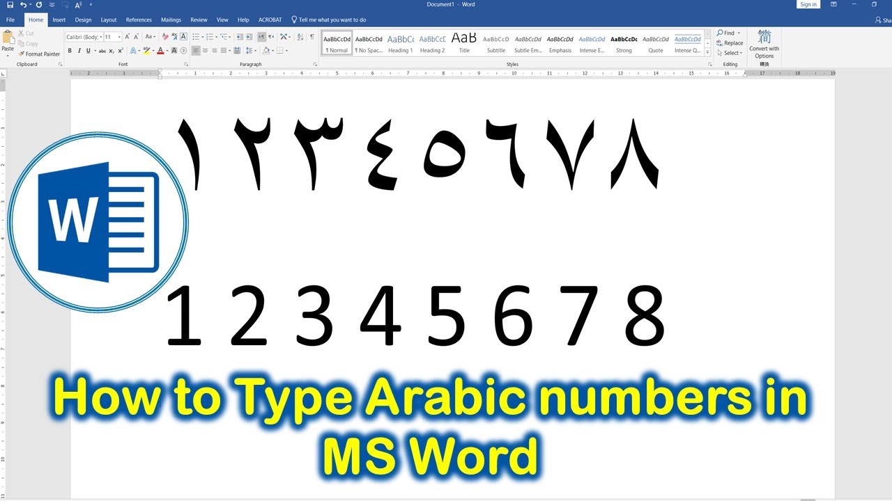 How To Type Arabic Numbers In Ms Word 2019