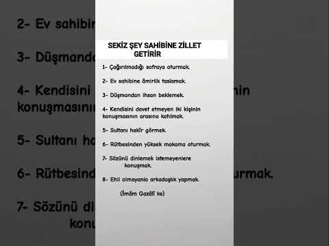 SEKİZ ŞEY SAHİBİNE ZİLLET GETİRİR #güzelsözler #anlamlımesajlar