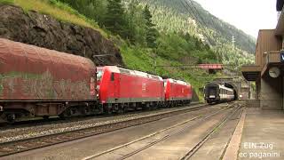 185 098 und 185 111 müssen in Wassen/CH auf die Seite zur Überholung eines Interregio!