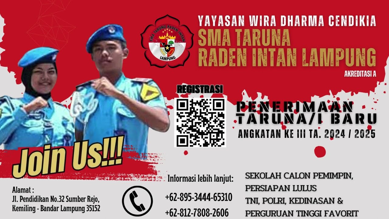 Penerimaan Taruna/i Baru Angkatan III PPDB Tahun 2024/2025 | Taruna Raden Intan Lampung