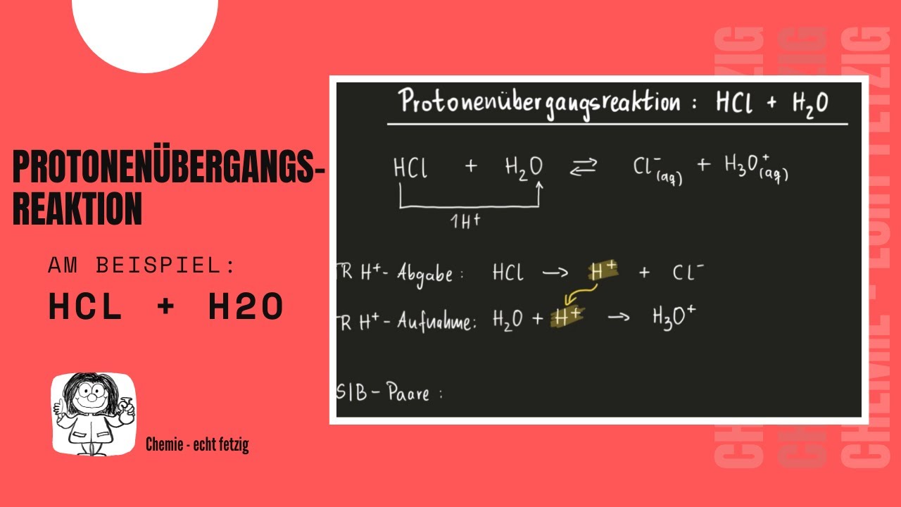 Protonenübergangsreaktion HCl + H2O SäureBaseReaktion YouTube Protonenübergangsreaktion HCl + H2O SäureBaseReaktion YouTube