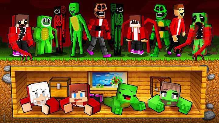 JJ and Mikey Family Secret Bunker vs Scary Monsters Battle in Minecraft - Maizen