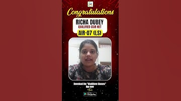 Congratulations CSIR NET TOPPER RICHA DUBEY AIR-07(LS) #shorts #csirnet2025 #madchemclasses