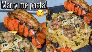 How to make SHRIMP RASTA PASTA & LOBSTER! Easy recipe tutorial Dinner idea Date night MARRY ME PASTA