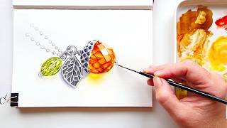 Realistic Gemstones Watercolor Painting with Brushes about which I Dreamed - Kolinsky Sable Brushes