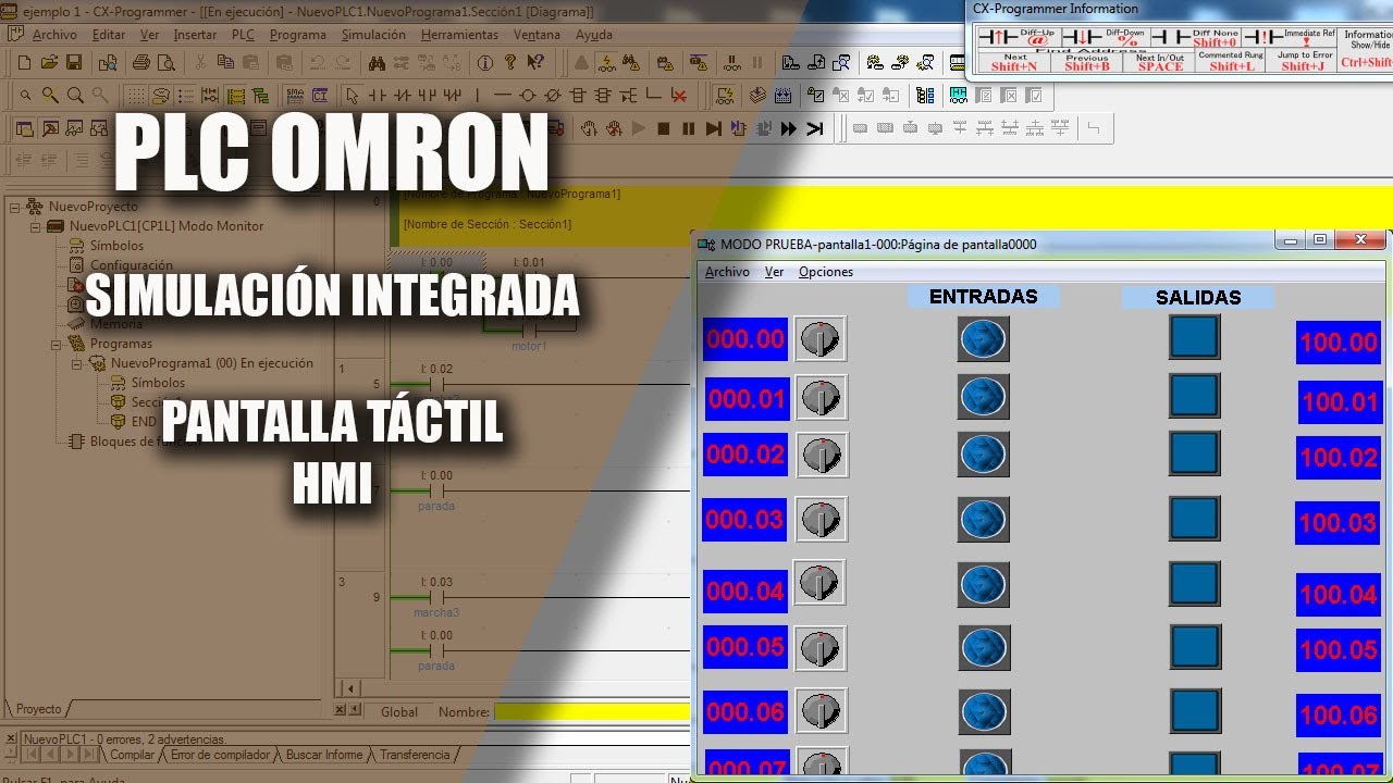 PLC Omron y pantalla HMI
