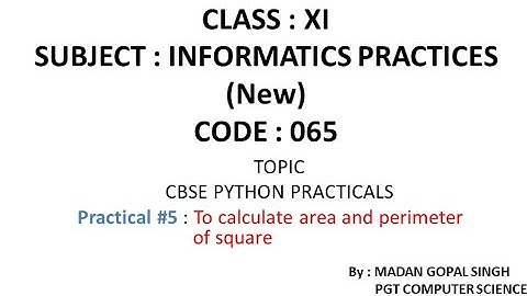 XI - IP Practical #5 : Program to calculate the area and perimeter of square