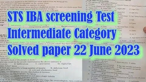 STS IBA screening Test Intermediate Category Solved paper 22 June 2023 answer key morning shift