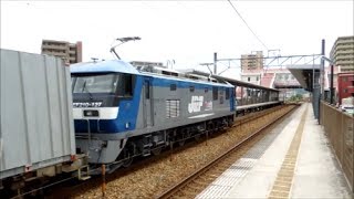JR貨物 EF210-127号機[岡]+コキ26B　貨物列車1055レ【ネコロジーUV51A-35117コンテナ積載♪】