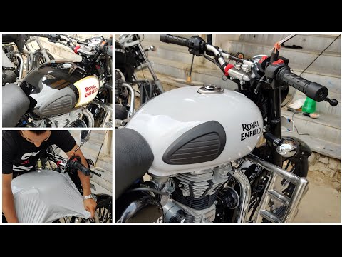 royal-enfield-vinyl-wrapping-light-grey-|-bullet-modification-|-vwraps-sikar-|