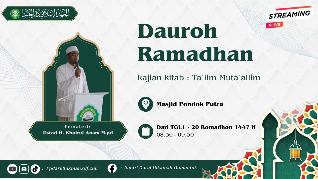 Pengajian Ramadhan 1447 H: Kitab Ta'lim Muta'allim.