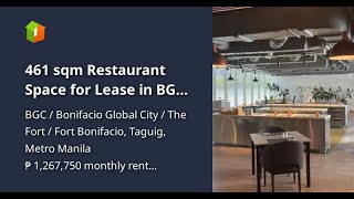 461 sqm Restaurant Space for Lease in BGC Taguig
