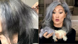 I BLEACHED HALF OF MY HAIR OFF!!! Gray Hair Transition