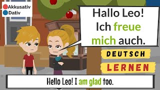 Deutsch lernen mit cartoon Leo und Lena wollen ins Kino deutsche Geschichte 02