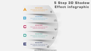 56.[PowerPoint] Create 5 Step 3D Shadow effect infographic| PPT Presentation| Design| Free Slide