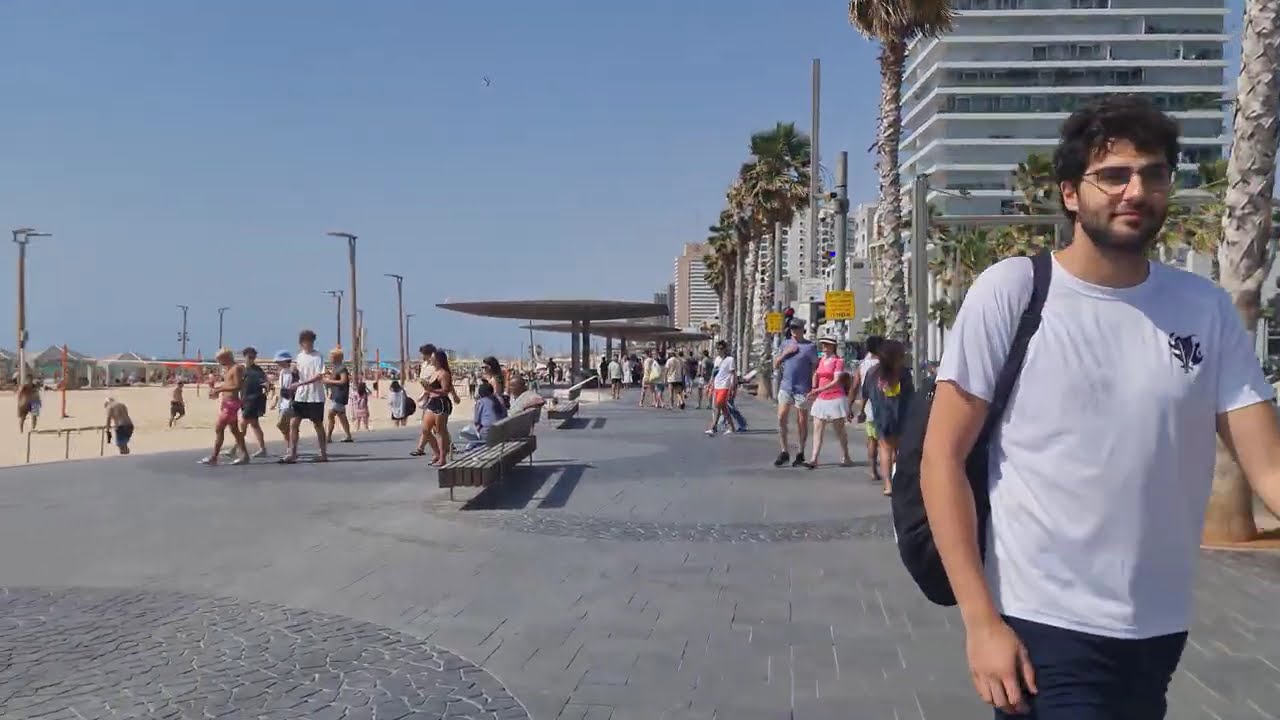 4K UHD 60fps Walking tour on the Tel Aviv Israel promenade 4K טיול הליכה טיילת תל אביב.