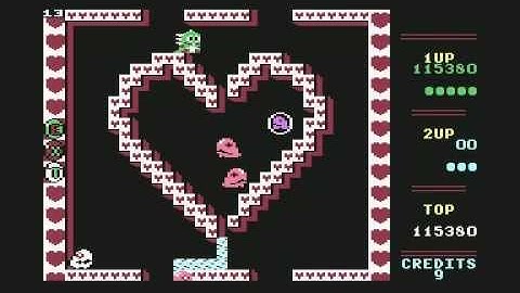 Bubble Bobble for Commodore 64 (C64) level 13 gameplay