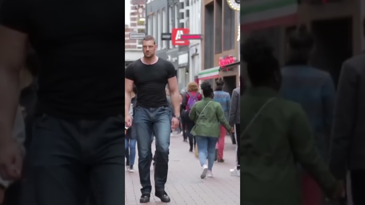 GIANT 7 Feet 2 Inches Tall Dutch Giant Reaction In Amsterdam To The Bodybuilder Wow That S