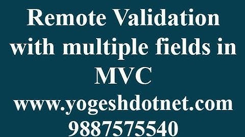 Remote Attribute validation with multiple fields in mvc | Hindi