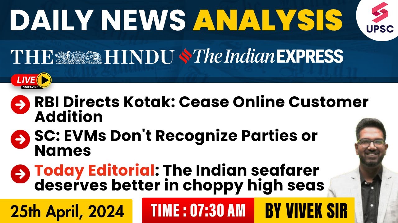 25th April '2024 | Daily News Analysis | The Hindu & Indian Express ...
