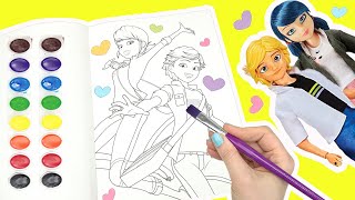 Miraculous Ladybug Coloring Book Pages with Marinette, Alya, and Adrien screenshot 2