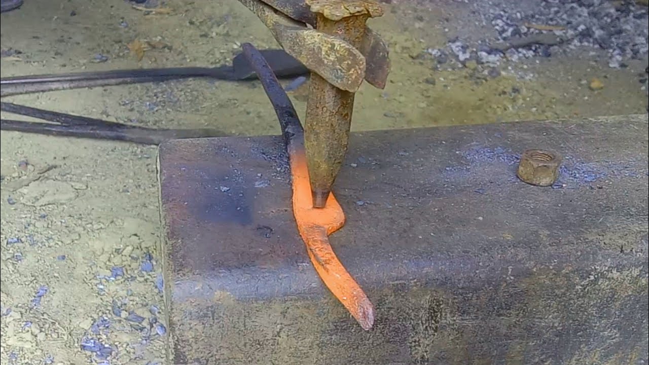 forging a tong from door handle | satisfying process of making this ...