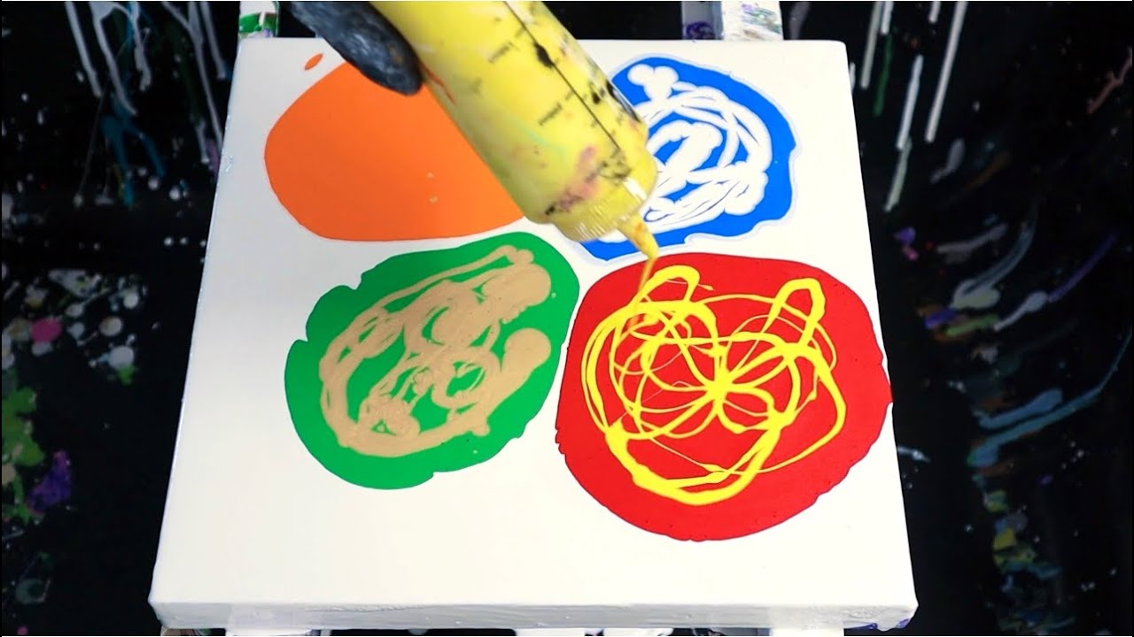 Easy Multicolor fluid art | Anyone Can Do This!! | Acrylic Painting for ...
