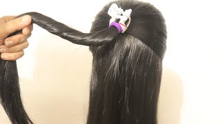 Easy clutcher bun hairstyle for girls|simple &amp; easy juda bun hairstyle|bun hairstyle for long hair