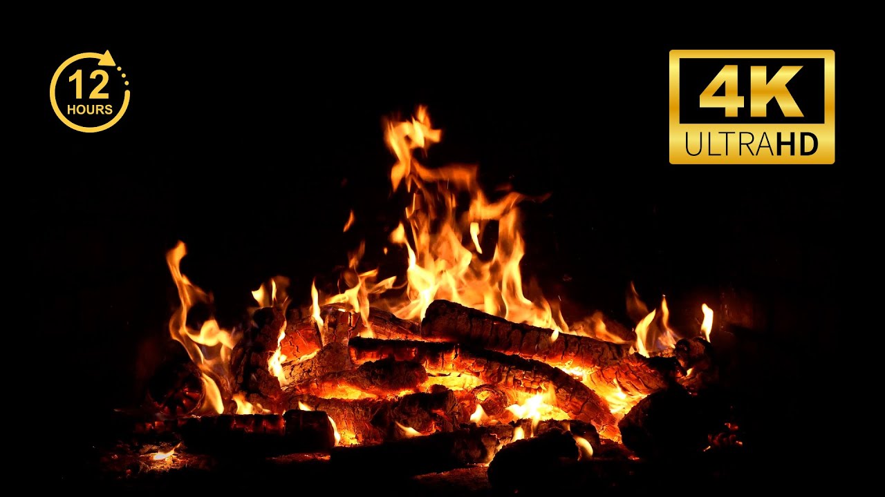 Cozy Fireplace 4K (12 HOURS). Fireplace with Crackling Fire Sounds. Fireplace Ambience 🔥