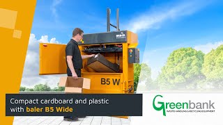 B5 Wide Vertical Baler compacts plastic and cardboard waste