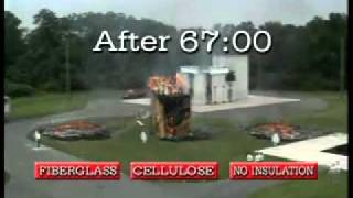 Home Insulation - Cellulose insulation versus Fiberglass - The Big Burn.wmv