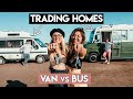 VAN LIFE vs. BUS LIFE  🚐 🚌 24 Hour House SWAP (full tour)