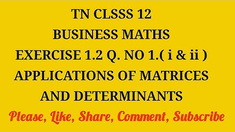 TN 12 business maths chapter 1 exercise 1.2 question number 1 ( i & ii )