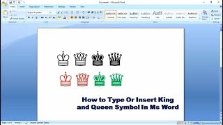 How to Type Or Insert King and Queen Symbol In Ms Word