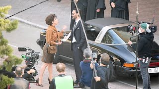Lady Gaga and Jack Huston filming 'House of Gucci' in Rome, Italy.