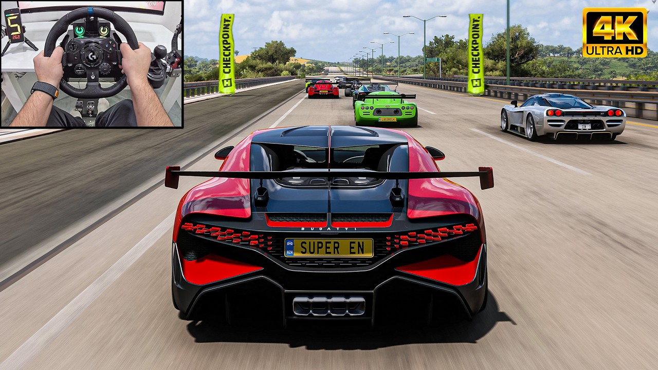 1500HP Bugatti Divo VS Extream Truck Toys - Forza Horizon 5 | Logitech G923 Steering Wheel