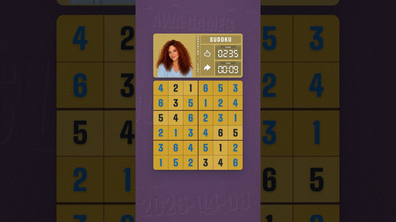 LinkedIn Mini Sudoku #235 solved board for April 3, 2026, 6x6 grid