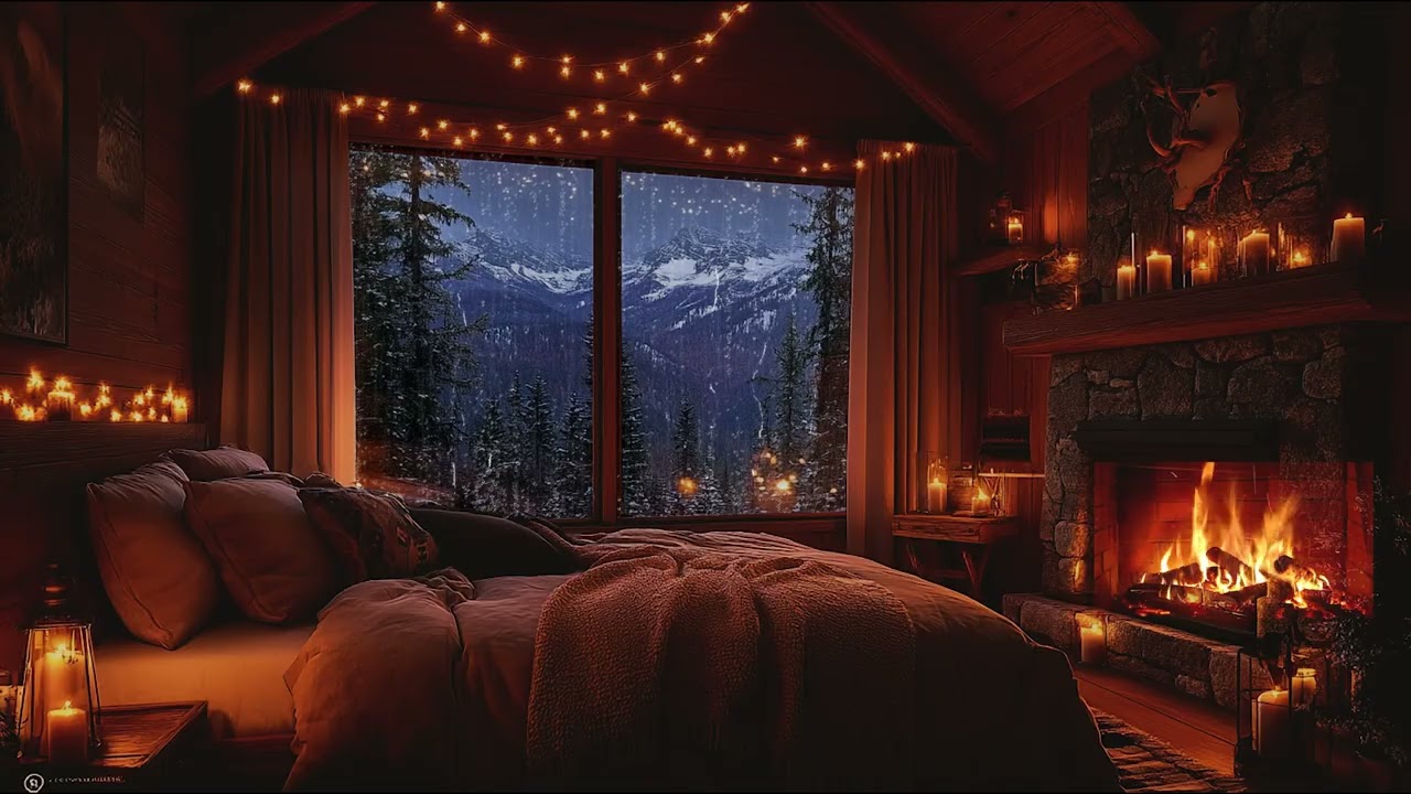 Night Thunderstorm Retreat 🌧️ Cozy Room with Fireplace & Rain Ambience
