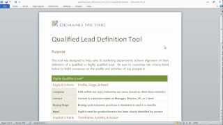 Qualified Lead Definition Tool