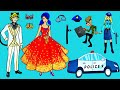 Paper Dolls Dress Up - Police Carnival Costumes Dresses Handmade Quiet Book - Barbie Story & Crafts