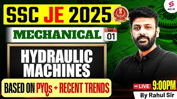 Hydraulic Machines For  SSC JE 2025 | SSC JE Mechanical Classes by Rahul Sir