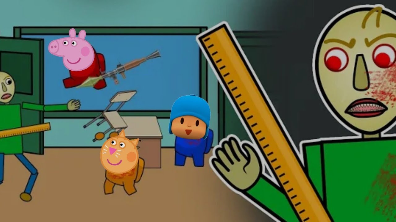 (Pocoyo) Peppa Pig VS Baldi / among us animation