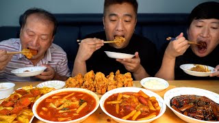 A new Tteokbokki menu mukbang with my friend, chicken brand CEO - Mukbang eating show