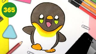 Comment dessiner un PINGOUIN KAWAII - Comment dessiner des animaux facile