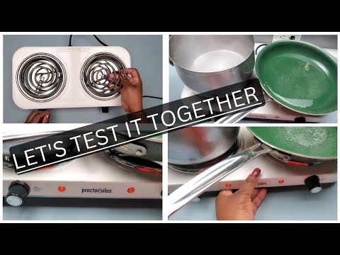 Proctor Silex Electric Stove, Double Burner Cooktop, Compact and Portable, Adjustable Temperature Double Hot Plate, 1700 Watts, White & Stainless